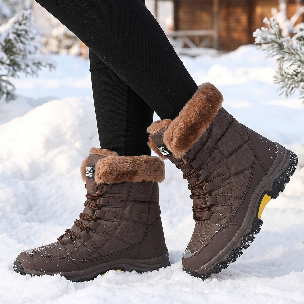 Men's and Women's Snow Boots: New Fall/Winter High-Top Warm Outdoor Cotton Boots with Fleece Lining, Extra-Thick, and Plus Sizes