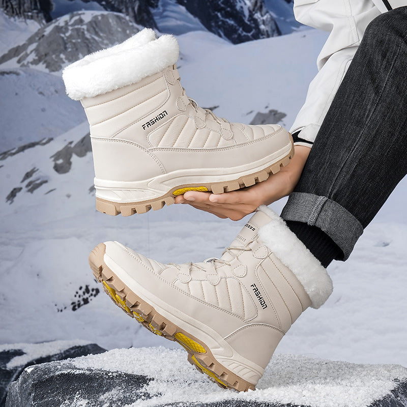 Fall/Winter Cross-Border Non-Slip Men's Outdoor High-Top Snow Boots;  Thickened, Warm Casual Cotton Shoes for Women