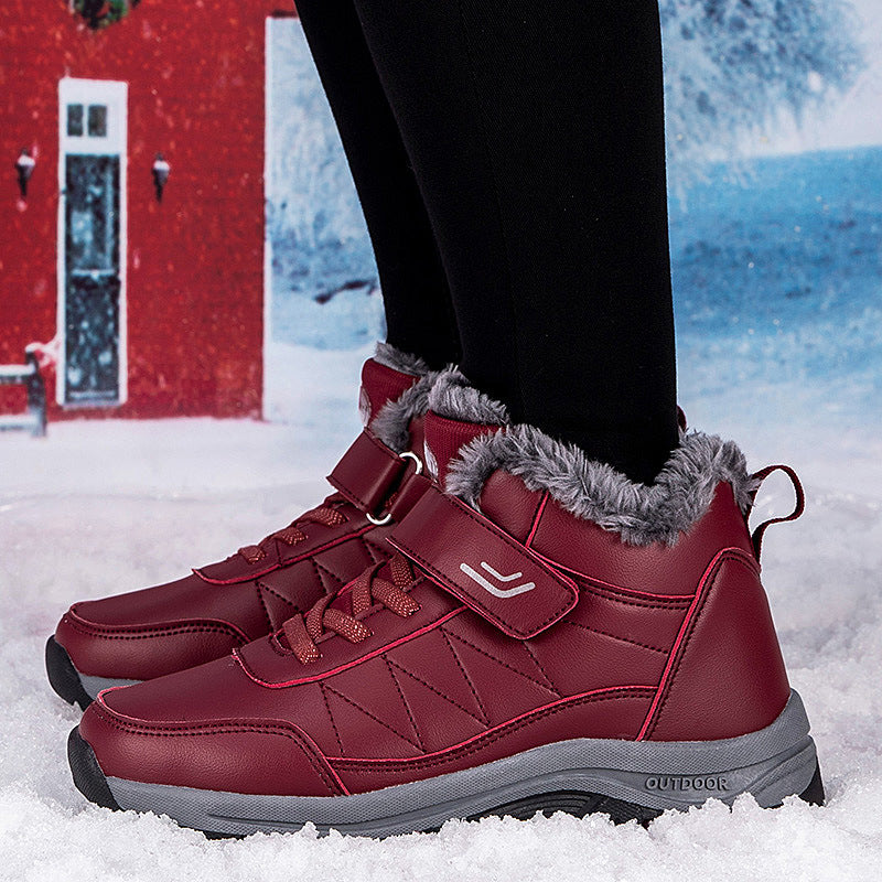 Winter Plus-Size Casual Cotton Shoes, Fleece-Lined Warm Outdoor Hiking Shoes, Waterproof and Non-Slip Men's Snow Boots