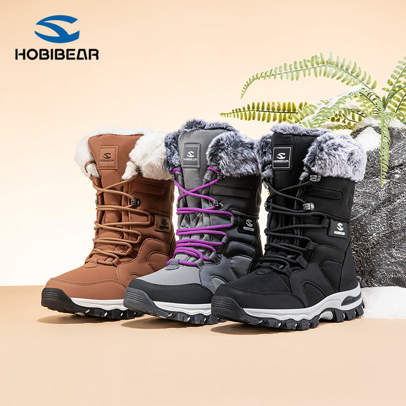Habi Bear Adult Snow Boots: Men's Long-Pile Fleece Winter Boots, Women's Outdoor Thick-Lined Cotton Boots