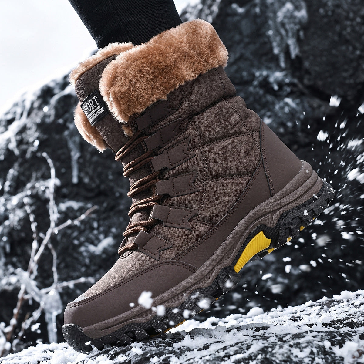 Winter Outdoor High-Top Fleece-Lined Warm Thick-Soled/ Snow Boots - New Fashionable Lightweight Cotton Boots for Women