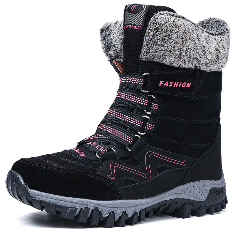 Cross-border Northern Winter Fleece-Lined Warm Thick-Soled Snow Boots, Export-Grade Cotton Shoes,  High-Top Women's Shoes, Sizes 35–42